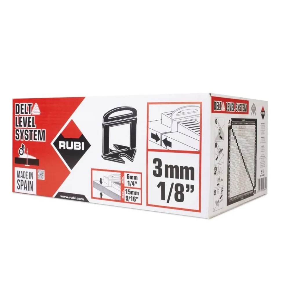 Abraçadeiras p/ Nivelamento Kit Delta Level System 6-15mm 3mm (2400 un) Rubi 6829