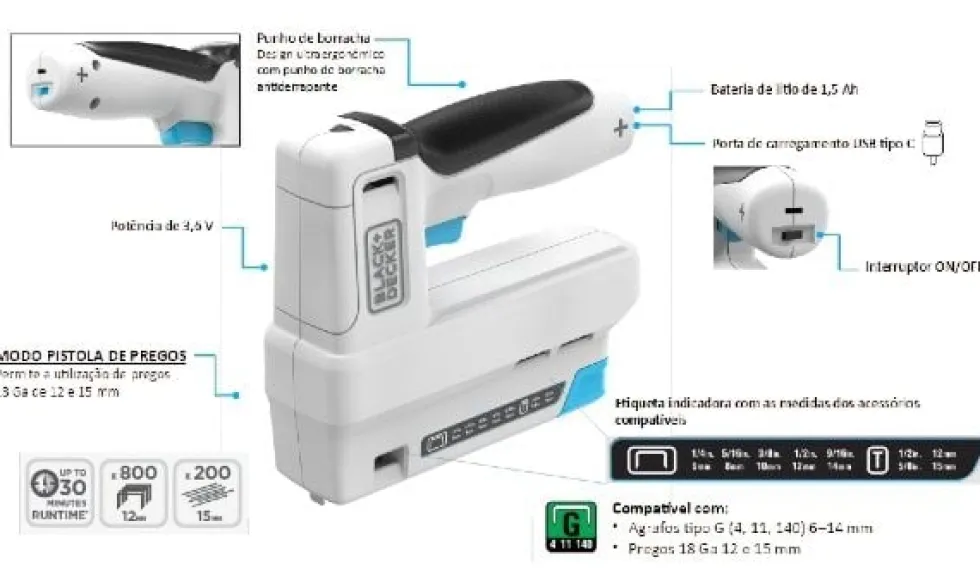 Agrafador 3.6V Black & Decker BCN115-XJ