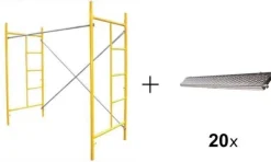 Andaime 2MT + 2 Laterais + Cruzeta + Travessa + Prancha Galvanizada 30cm -20 Unidades