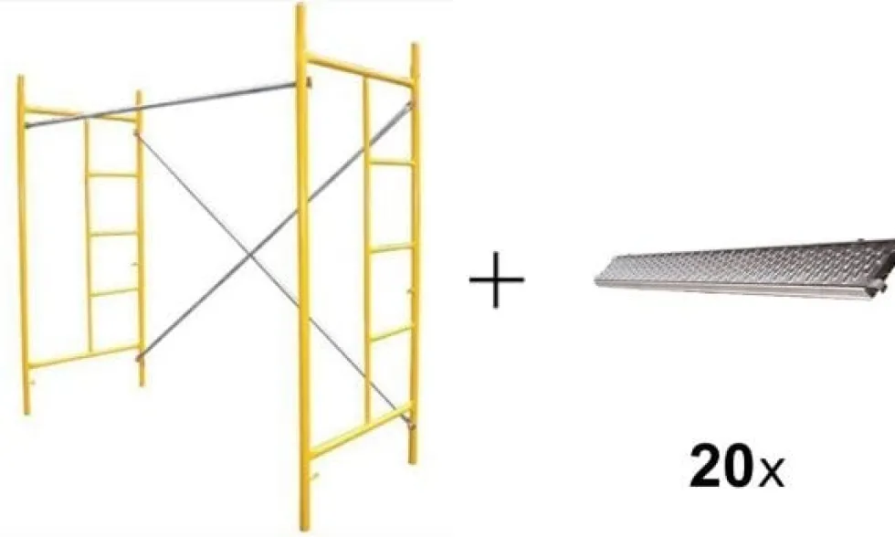 Andaime 2MT + 2 Laterais + Cruzeta + Travessa + Prancha Galvanizada 30cm -20 Unidades