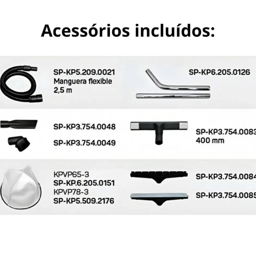 Aspirdor Pó/Líquido 2.000W 130l/s 2 Motores Kompak KP-VP65-2