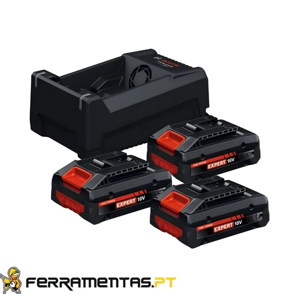 3 Baterias EXBA 18V-40 + Carregador GAL 12V/18V-80 Bosch 0615V0005X