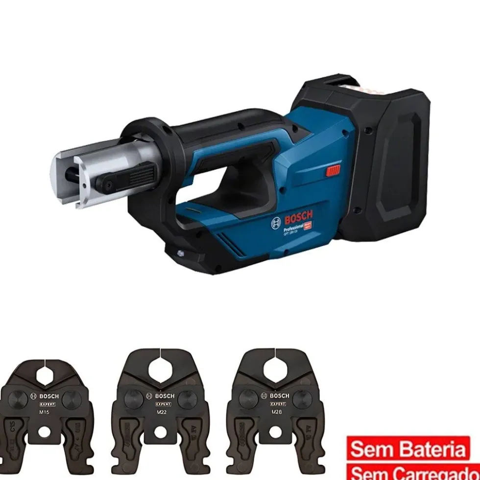 Bosch Professional Máquina Prensar Tubos sem Fio GPT 18V-19 com Kit 3 Mordentes M(15/22/28)+Mala L-BOXX 238