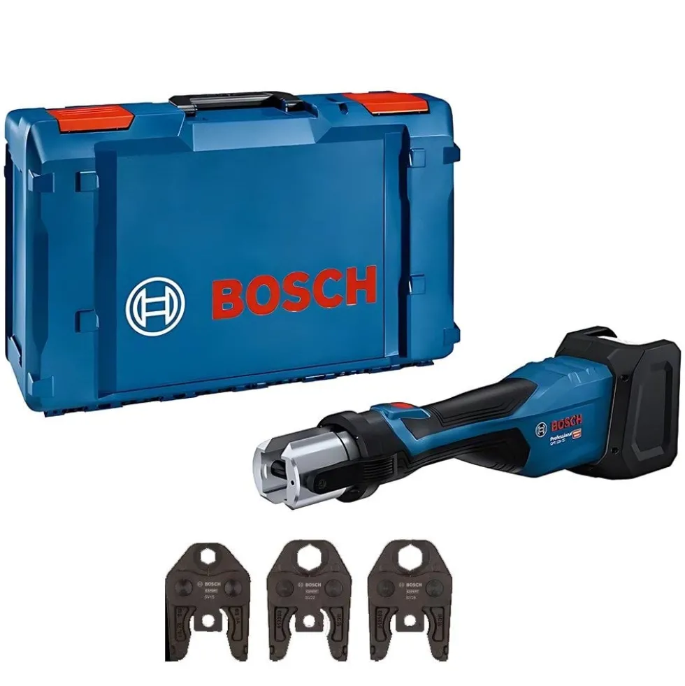 Bosch Professional Máquina Prensar Tubos sem Fio GPT 18V-32 com Kit 3 Mordentes SV(15/22/28)+Mala L-BOXX 238
