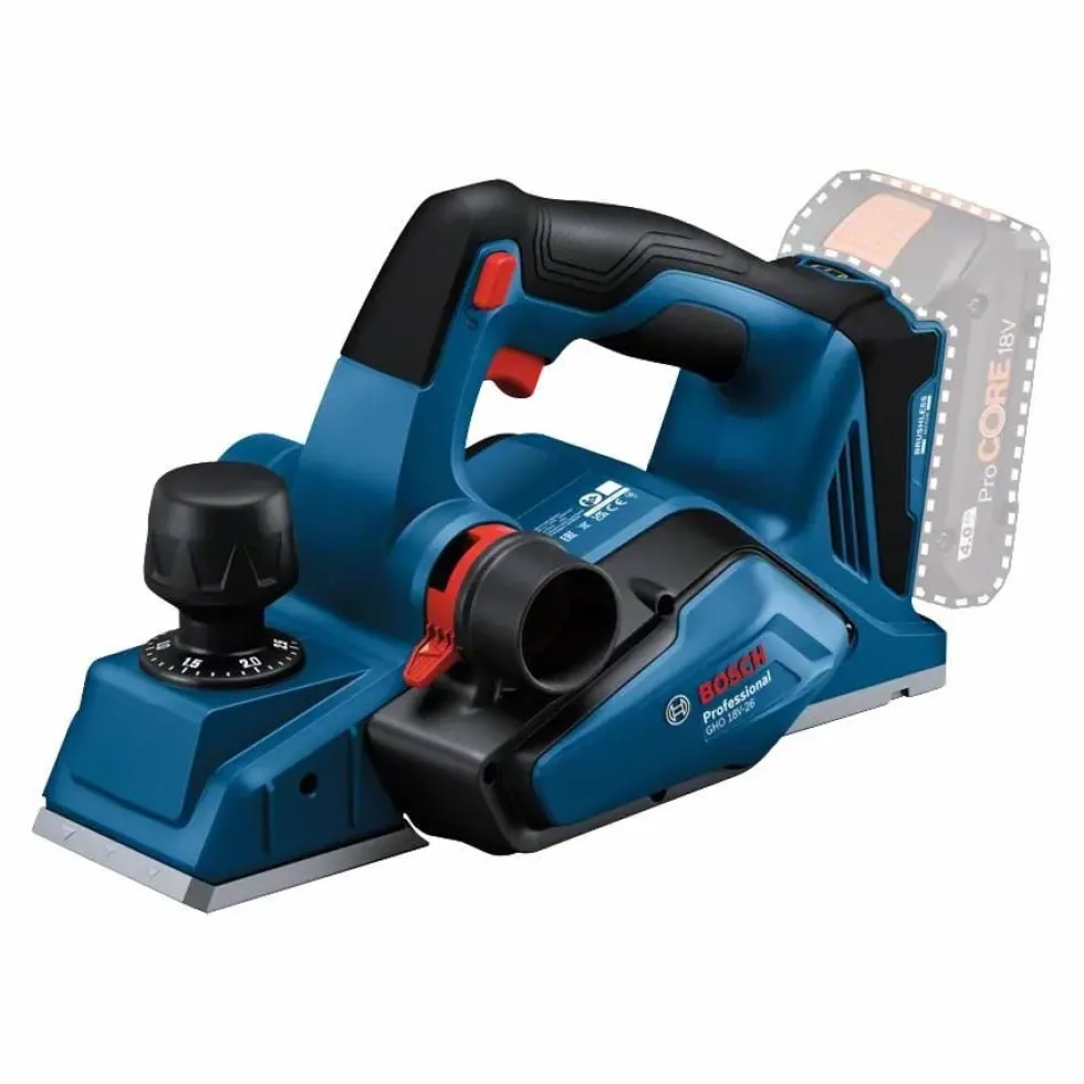 Bosch Professional Plaina sem Fio GHO 18V-26 com Guia Paralela, Saco Pó