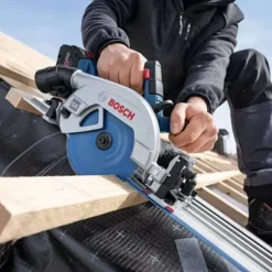 Bosch Professional Serra Circular sem Fio GKS 18V-57-2 GX com Calha e Guia de Corte Transversal FSN X,Calha Paralela, Disco Expert Madeira 36 Dentes