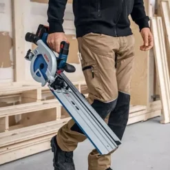 Bosch Professional Serra Circular sem Fio GKS 18V-57-2 GX com Calha e Guia de Corte Transversal FSN X,Calha Paralela, Disco Expert Madeira 36 Dentes