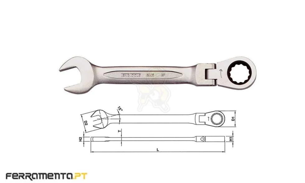 Chave Combinada com Roquete Flexível 8 mm Teng Tools 600508RF
