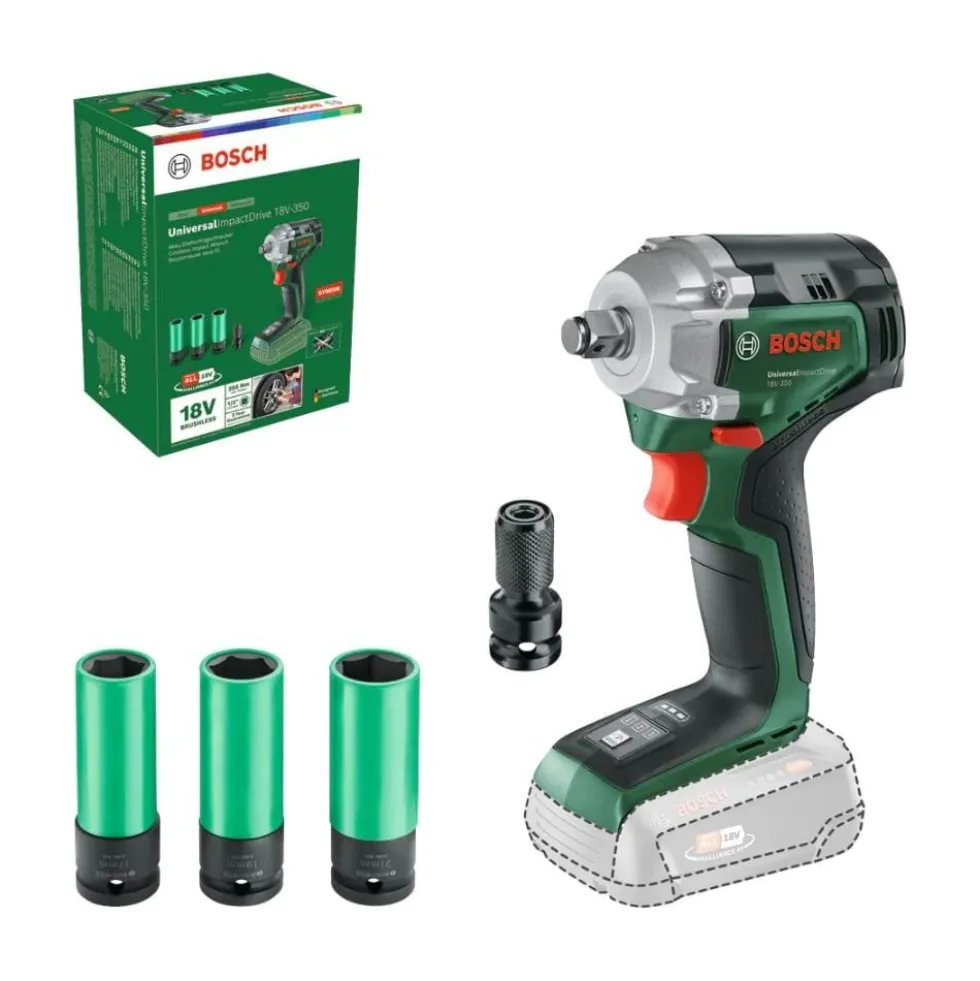 Chave de Impacto 1/2" + 4 Acessórios Universal Impact Drive 18V-350 Bosch 0603980305