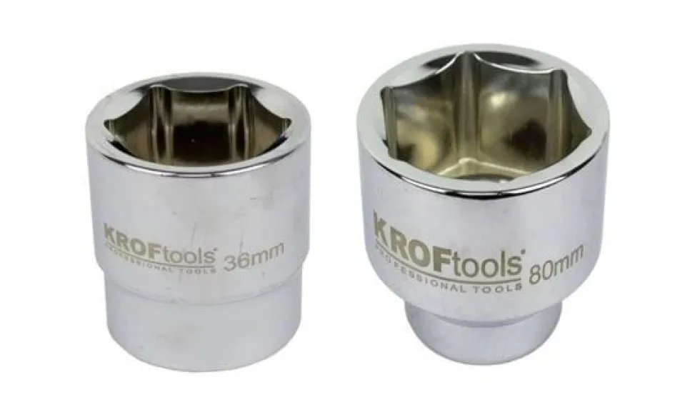 Chaves de Caixa 1” 36-80mm Curtas Hexagonais Kroftools