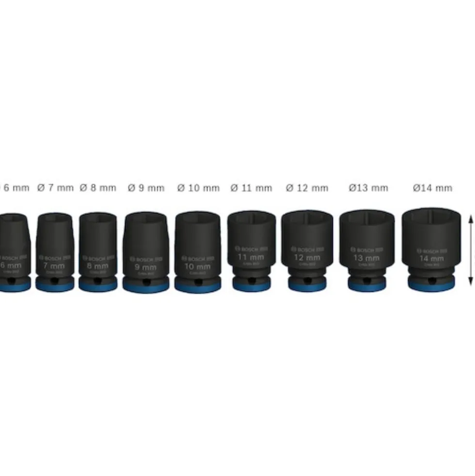 Chaves Impacto Pro 1/4" 6-14mm x25mm: 9Uds Bosch 2608003034