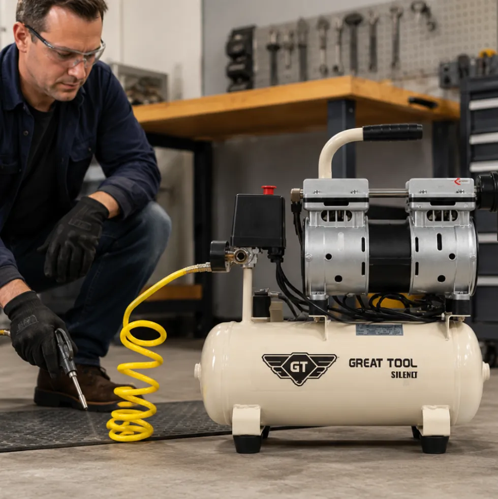 Compressor Silencioso Isento De Óleo 8L 0.75HP 230V Great Tool CP008000CMS