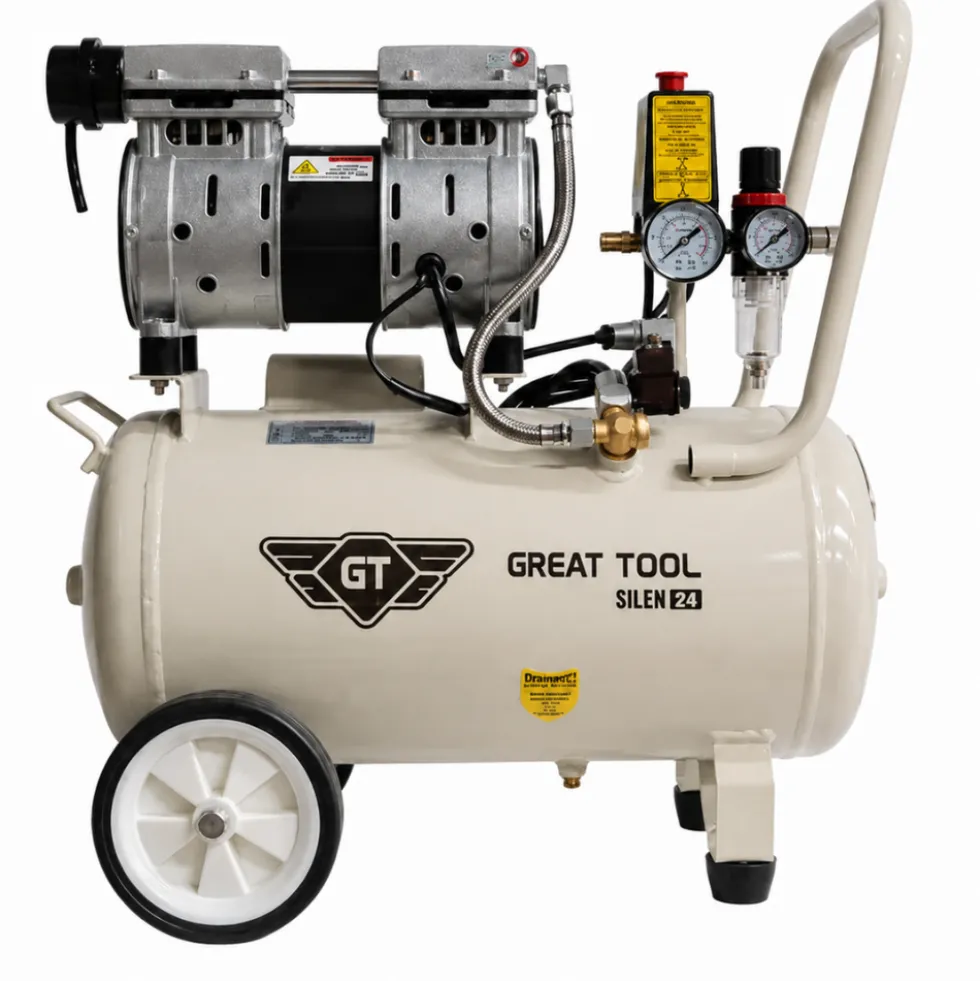 Compressor Silencioso Isento De Óleo 24L 1HP 230V Great Tool CP024000CMS