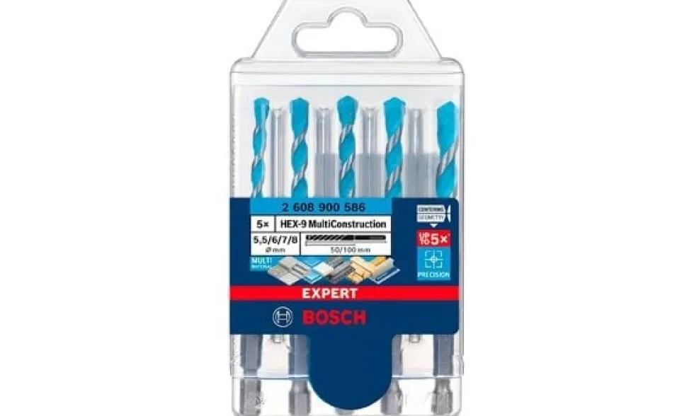 Conjunto de 5 Brocas HEX-9 MultiConstruction 5,5 - 8 mm Bosch