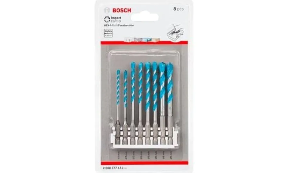 Conjunto de 8 Brocas HEX-9 MultiConstruction 3 - 8 mm Bosch