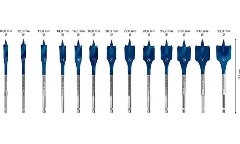 Conjunto de Brocas Planas 10-32mm SelfCut 13Un Bosch 2608900336