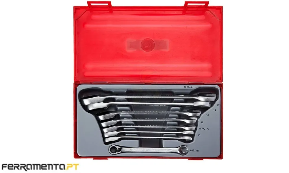 Conjunto de Chaves boca luneta com roquete 8pcs Teng Tools TT6508R