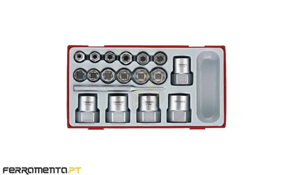 Conjunto de chaves com quadra de 3/8 e 1/2 Teng Tools TTBE18