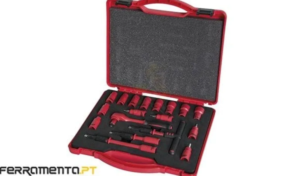 Conjunto de Roquete 1/4" + Chaves VDE 1000V Haupa 220576
