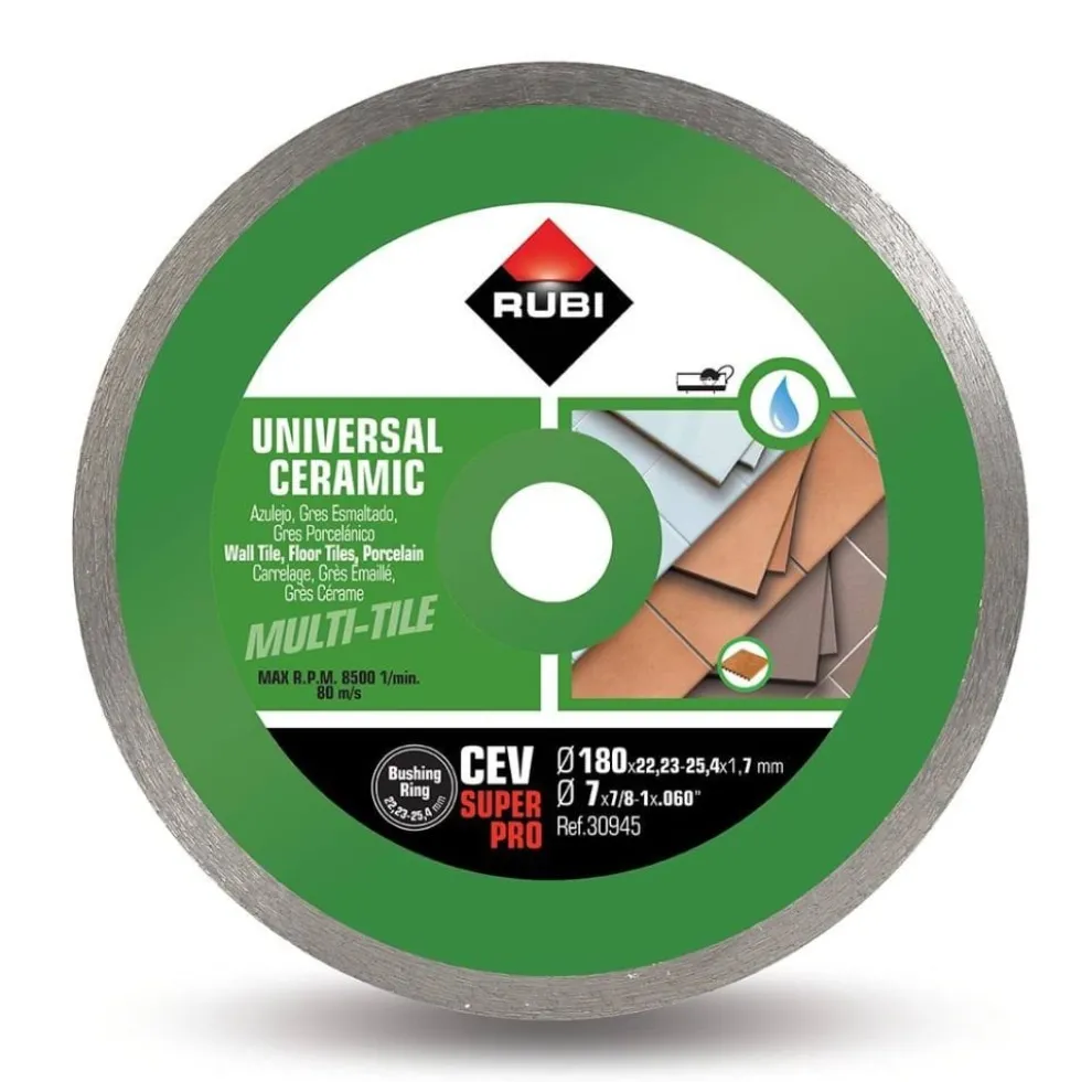 Disco de Corte Diamantado p/ Cerâmicas CEV 180 SuperPro Rubi 30945