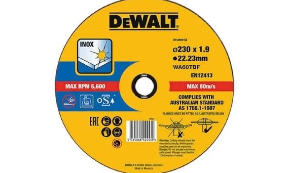 Disco de Corte Inox Alto Desempenho 230x1.9mm DeWalt DT43909-QZ