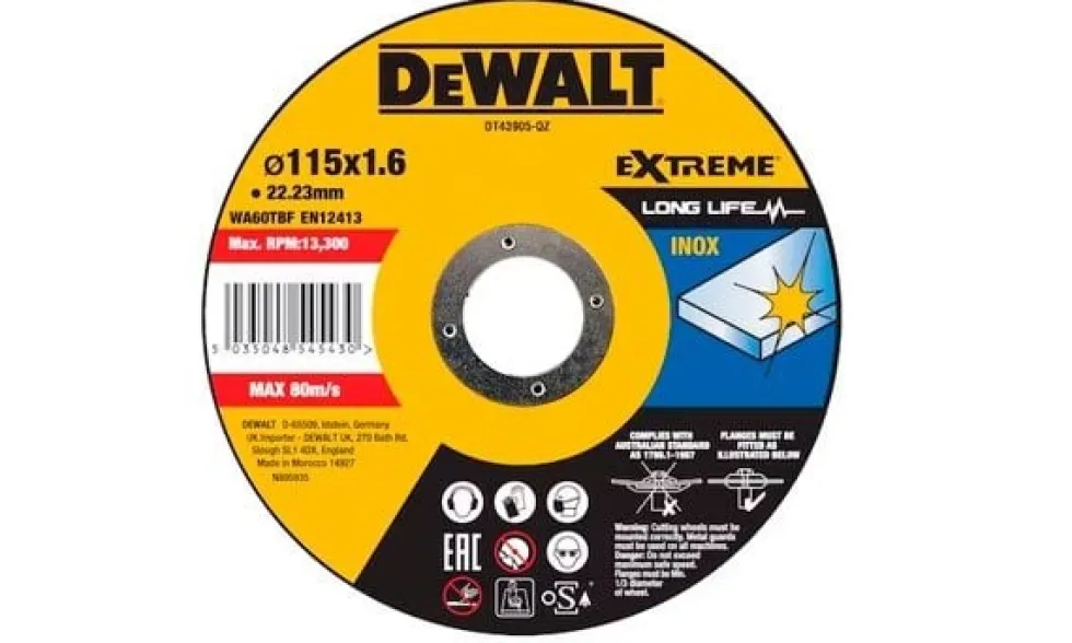 Disco de Corte OSA de Alto Desempenho p/ Aço 115mm Dewalt DT43905-QZ