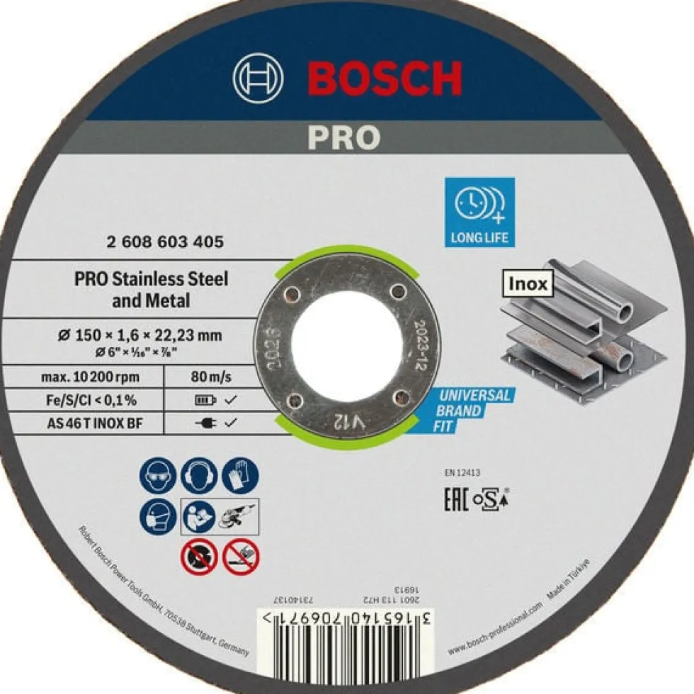 Disco de corte PRO Stainless Steel and Metal 150x1,6x22,23 mm Bosch 2608603405