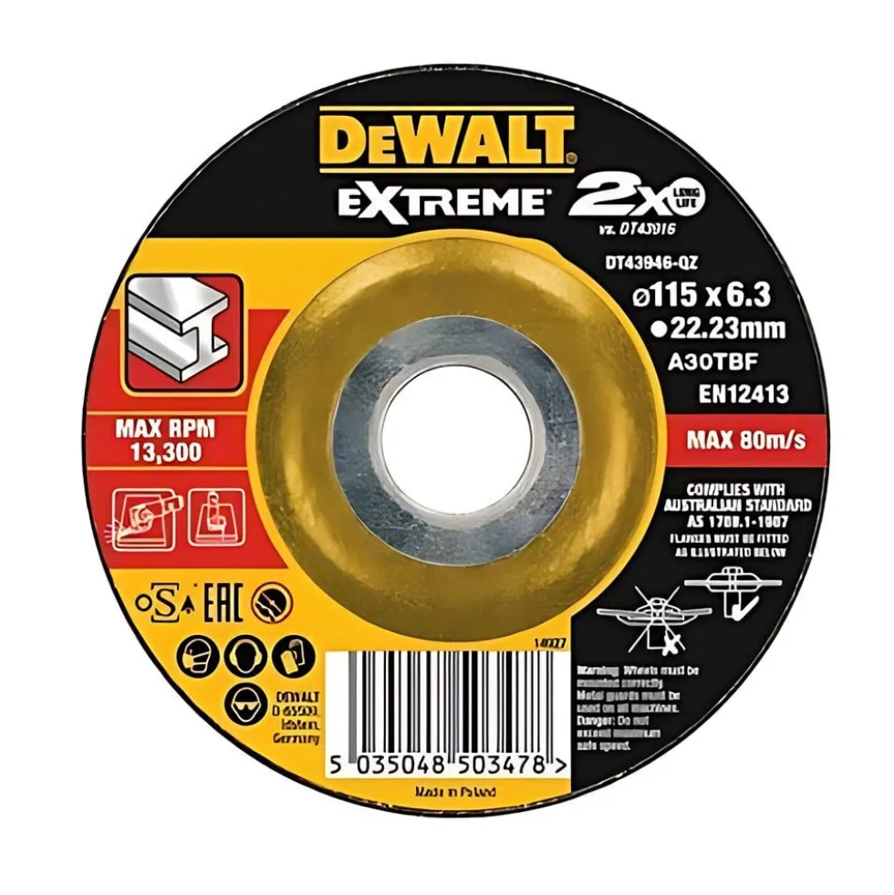 Disco De Desbaste Cóncavo P/ Metal 115x6.3mm Dewalt DT43946-QZ