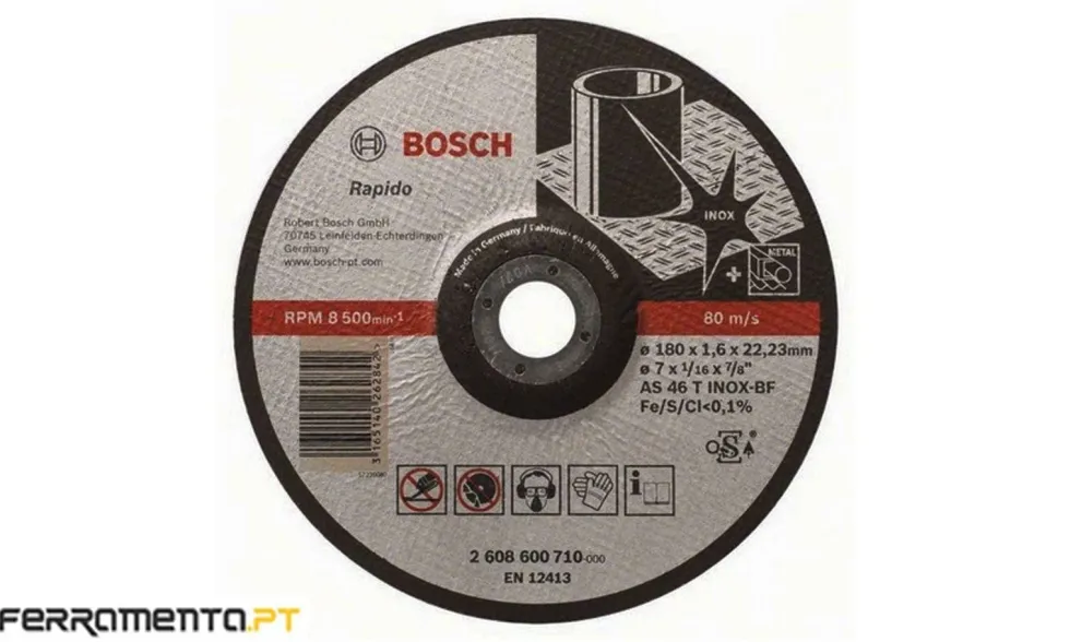 Discos Abrasivos de Corte Inox Côncavo 180x1,6x22.23 mm