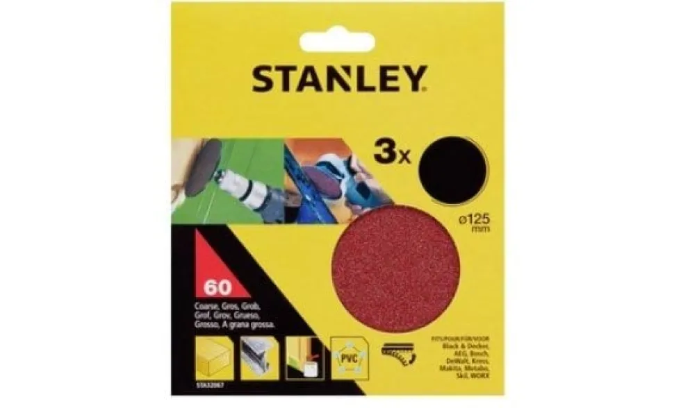 Discos de Lixa 125mm G60-120 c/ Velcro Stanley