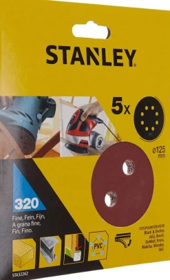 Discos de Lixa 125mm Grão 180 Stanley STA32042-XJ