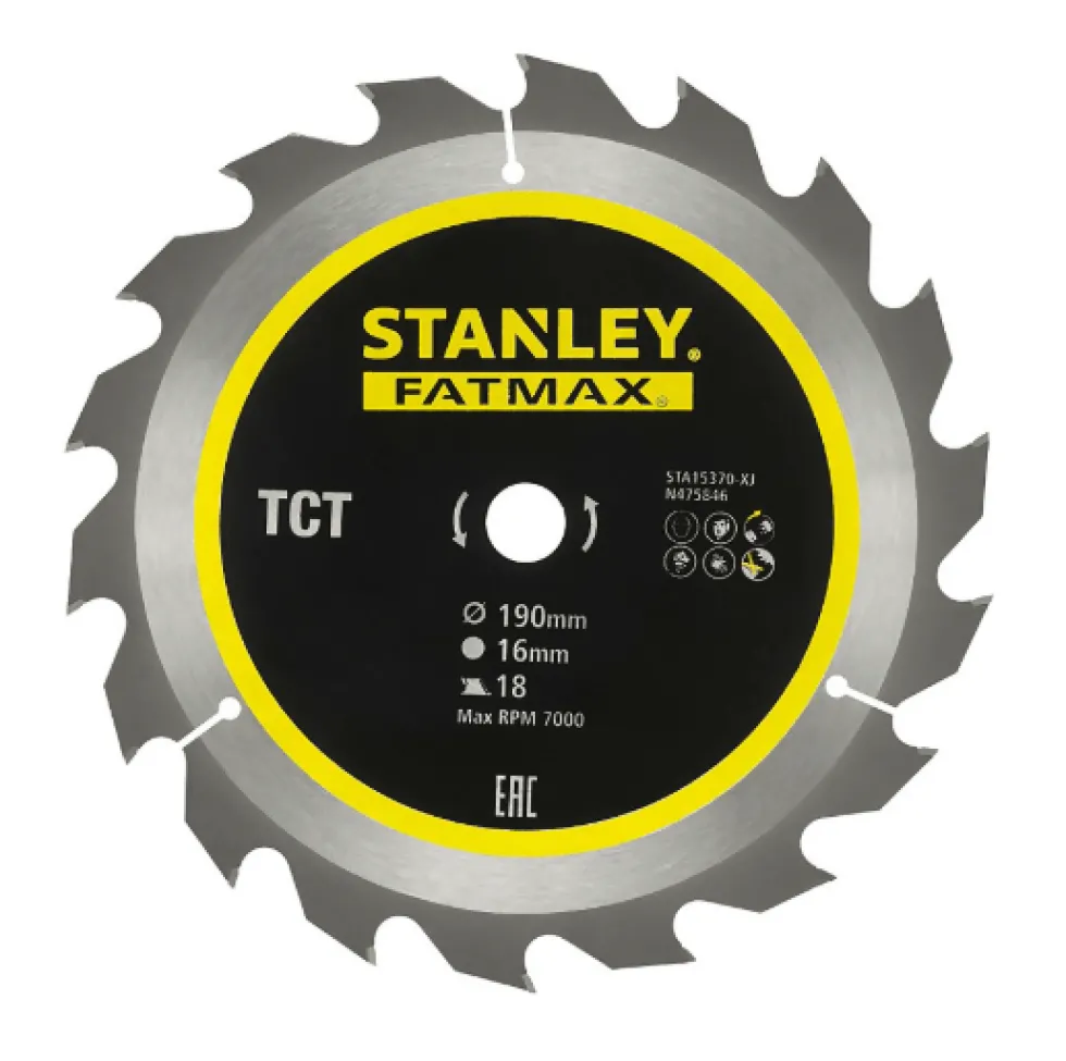 Disco 190x16mm TCT/HM Corte em Esquadria Stanley STA15370-XJ