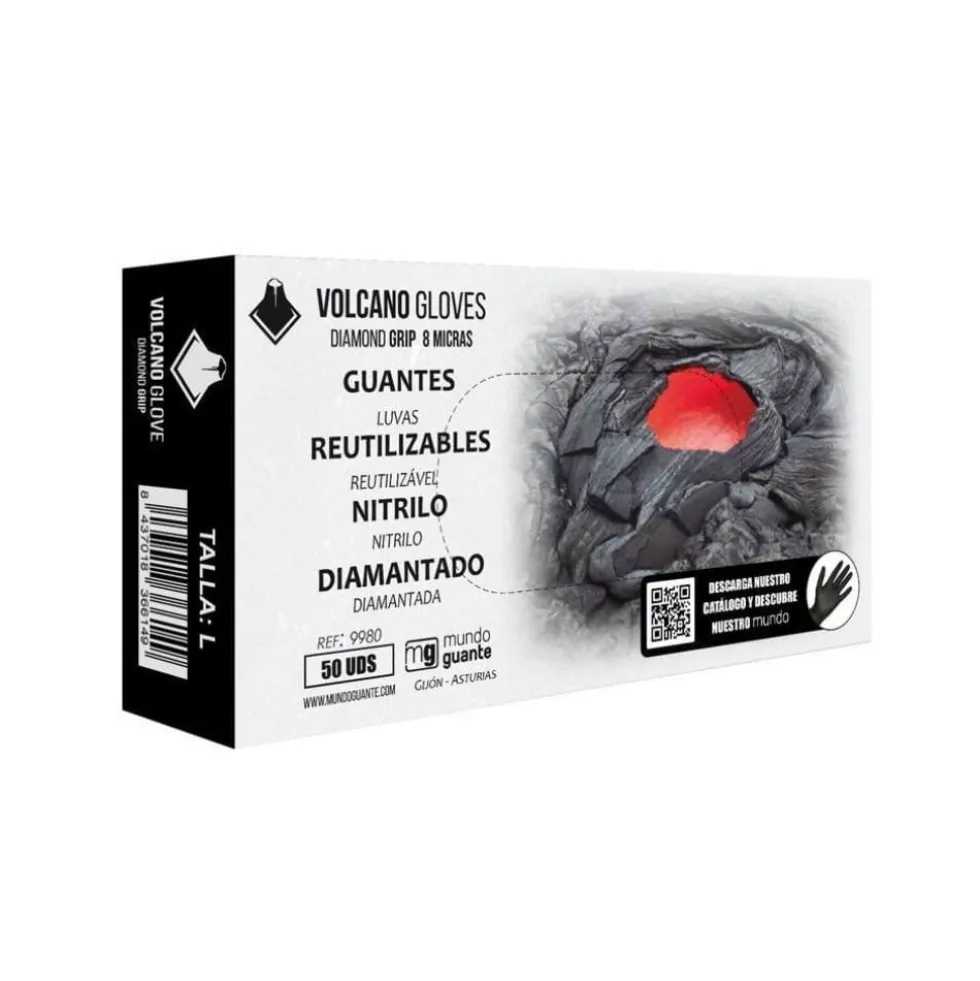 Dispensador de Luvas Vulcão Pretas Diamante 50Uni – XXL Mundo Guante 9980XXL