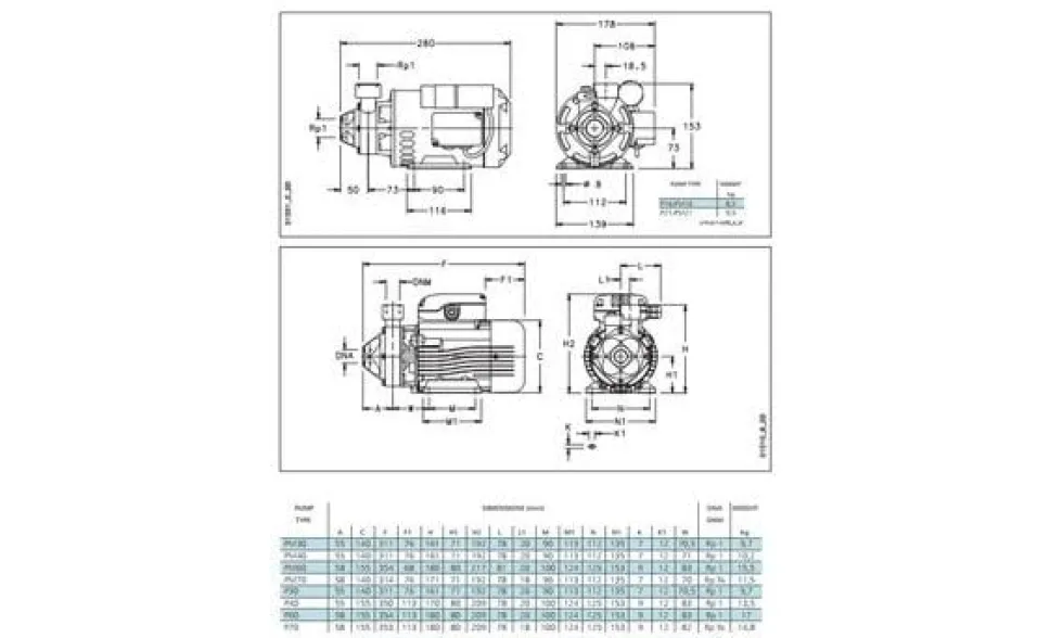 Electrobomba Periférica 0,5HP Monofásica Lowara PM 16 230V