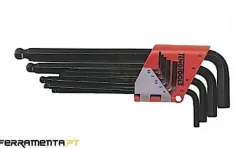 Jogo 9 Chaves Métricas Hex Ponta Esférica Teng Tools 1479MM