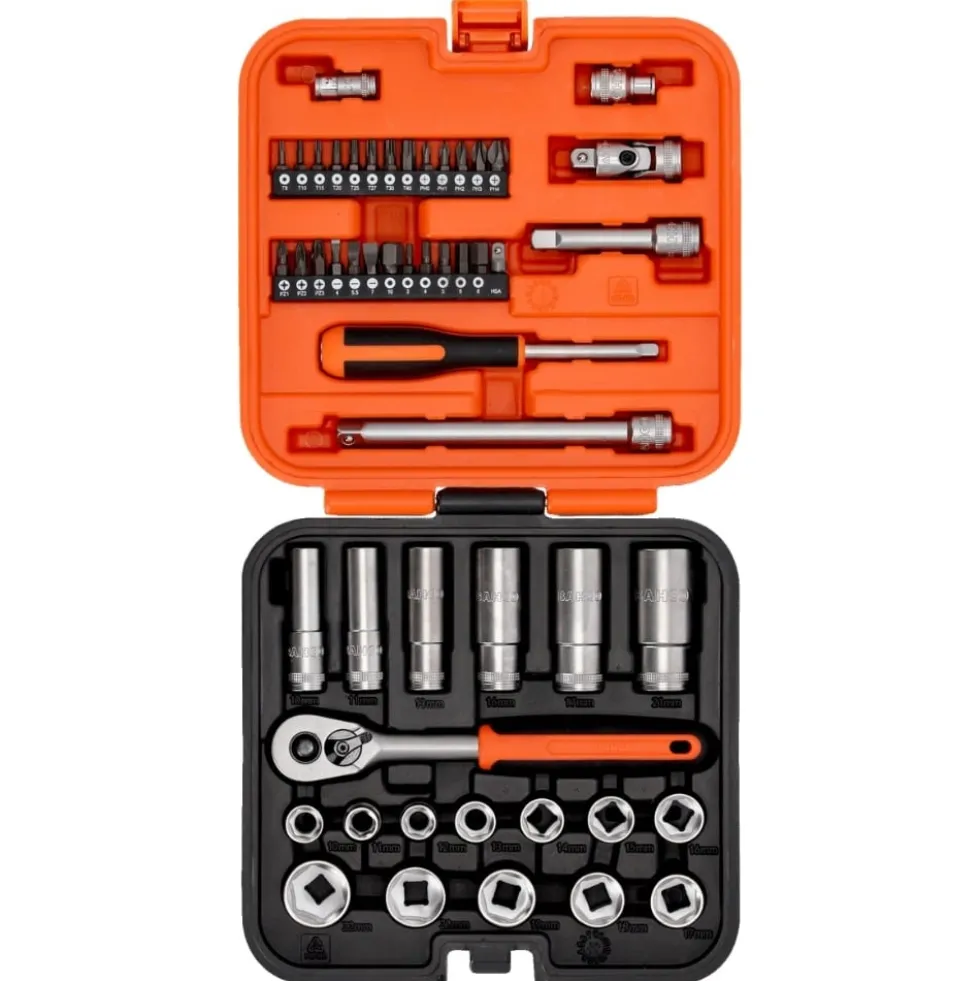 Jogo de chaves de Caixa 3/8e bits de 1/4" 51 peças Bacho S51MC3H