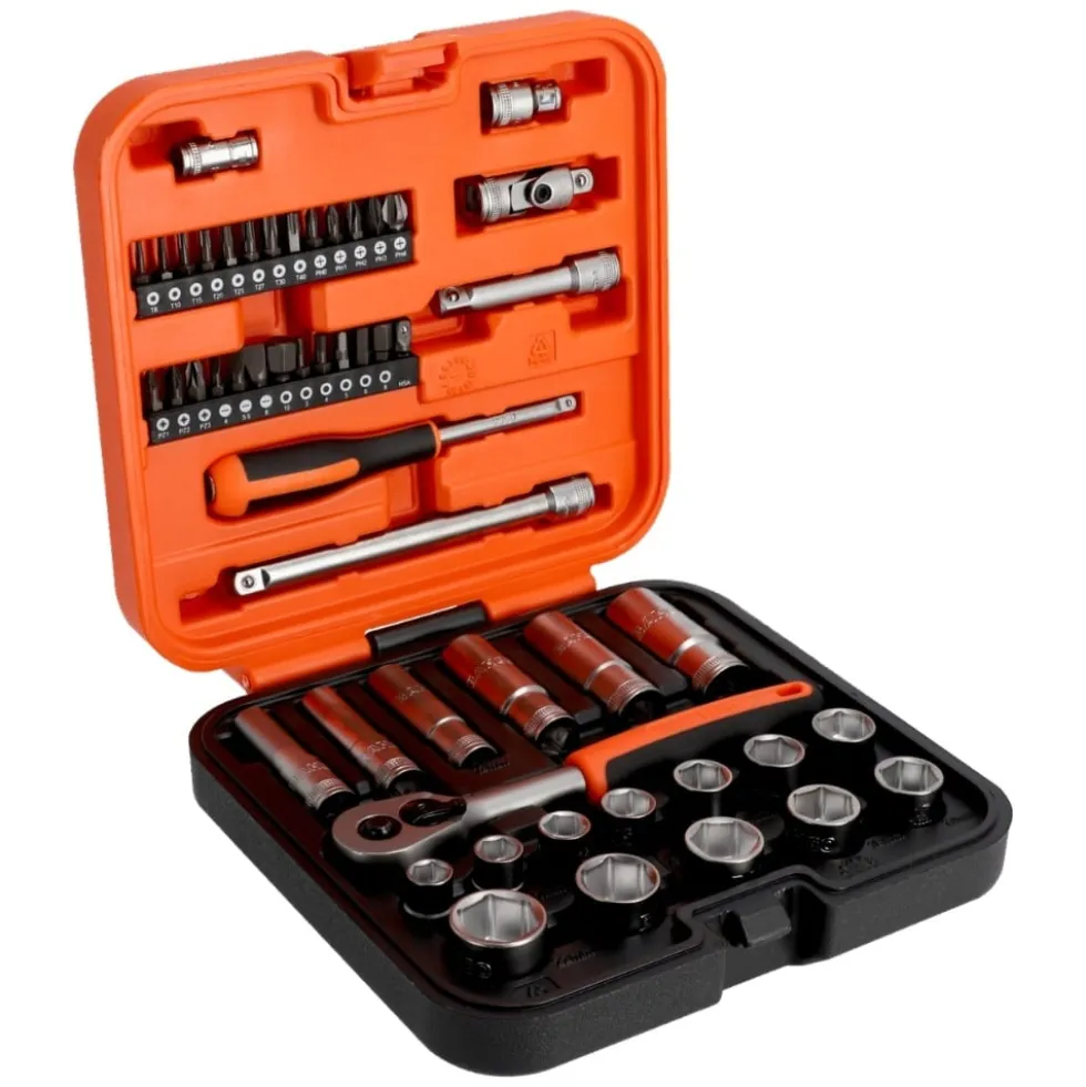 Jogo de chaves de Caixa 3/8e bits de 1/4" 51 peças Bacho S51MC3H
