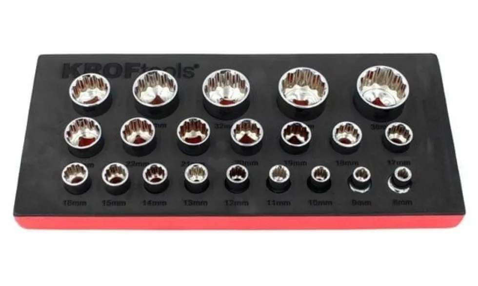 Jogo de Chaves de Caixa 1/2" 12 Faces – 21 Pcs Kroftools 2125