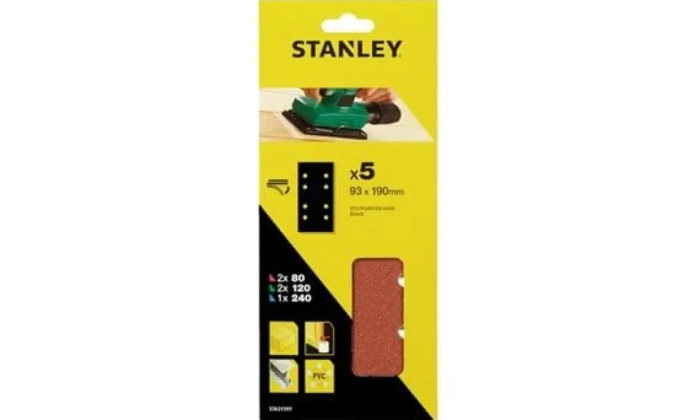 Jogo de Lixas de Velcro G80-240 93x190mm Stanley STA31597-XJ