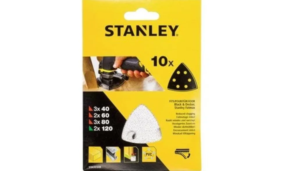 Jogo de Lixas Mistas 93x93mm de Detalhes Stanley STA32348-XJ