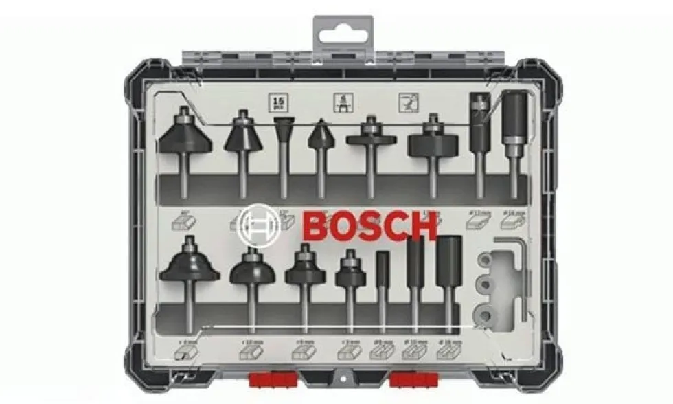 Jogo Misto de Fresas 15 Pcs 6mm Bosch 2607017471