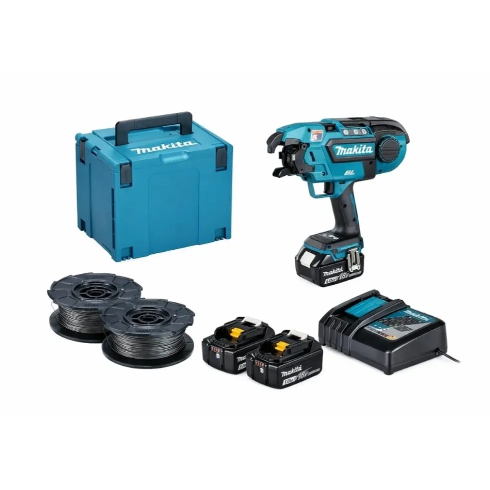 Kit Atadora de Ferro + 100 Rolos + 2x Baterias 18V Makita DTR180ZJPRO