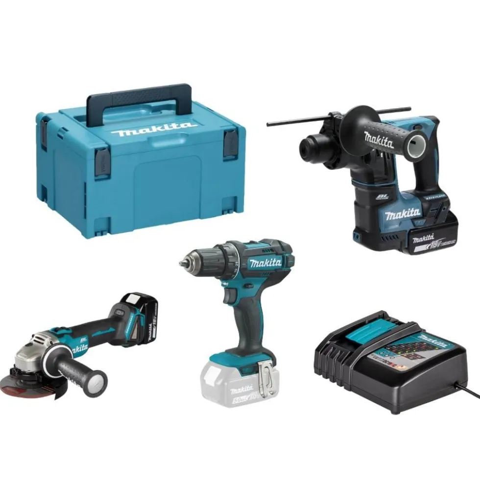 Kit Combo 18V DHR171Z + DHP484Z + DGA504Z Makita DHR171PRO4