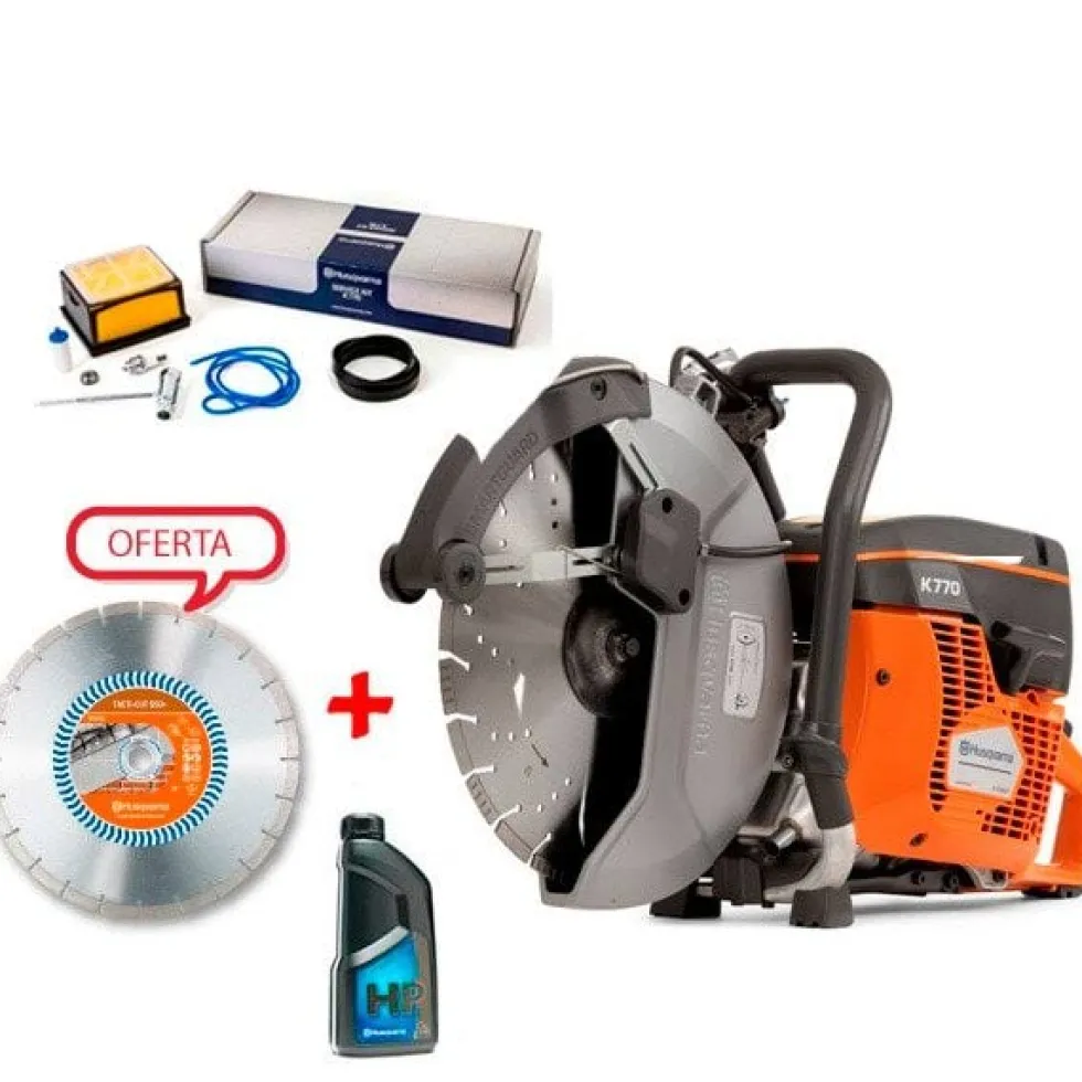 Kit Cortadora SmartGuard Husqvarna K770 + Disco 350mm + Oléo 2T + Kit Manutenção