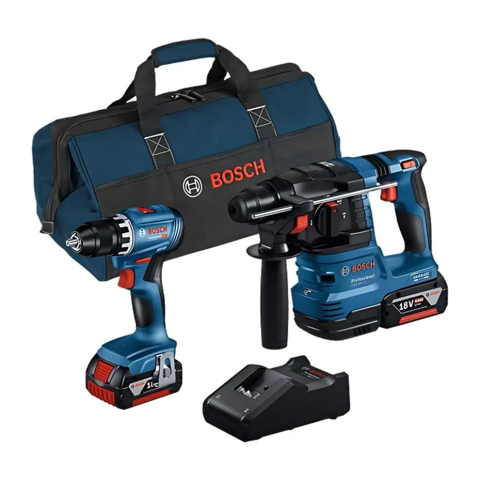 Kit De 2 Ferramentas 18V GSR 18V-45 + GBH 18V-22 + 2x4.0AH + GAL 18V-40 (C) Bosch Profissional 0615A50038
