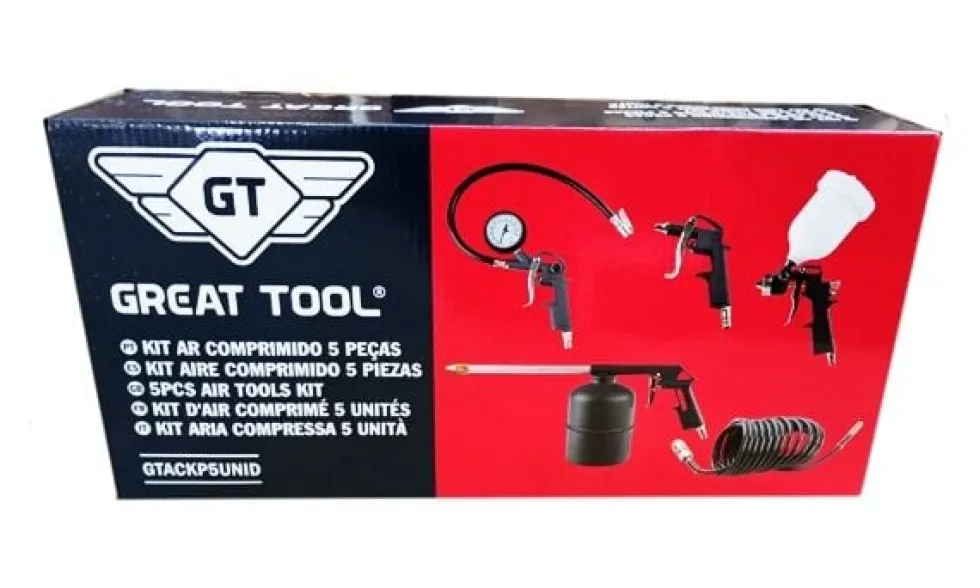 Kit de Pintura Pneumático 5 em 1 Great Tool ACKP5UNID
