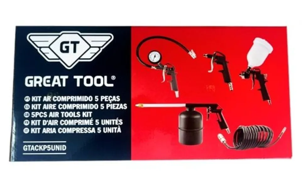 Kit de Pintura Pneumático 5 em 1 Great Tool ACKP5UNID
