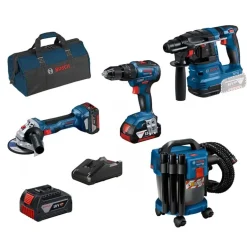 Kit 4 Máquinas GSB 18V-55 + GWS 18V-7 + GBH 18V-21 + GAS 18V-10 L + Bateria 18V Bosch