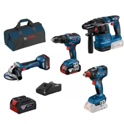 Kit 4 Máquinas GSB 18V-55 + GWS 18V-7 + GBH 18V-21 + GDX 18V-200 + 3 Baterias 18V Bosch