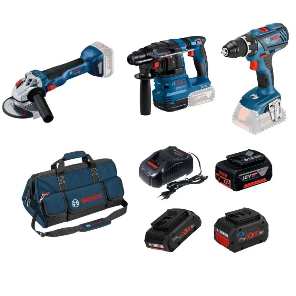 Kit 3 Máquinas GSR 18V-28 + GWS 18V-10 + GBH 18V-26 +Bateria 18V Bosch